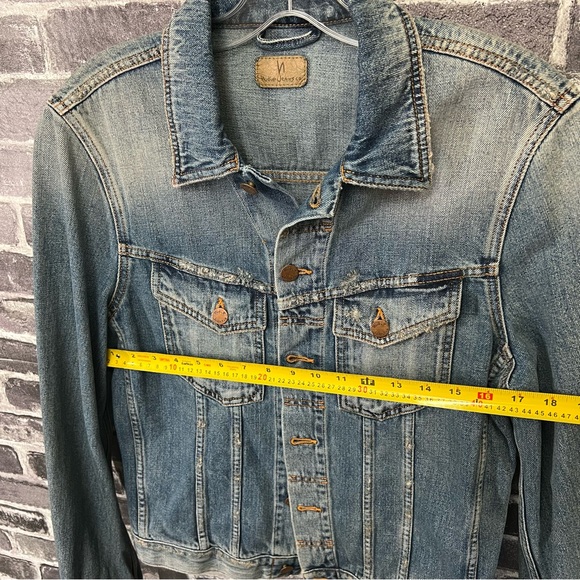 Nudie Jeans Terry Organic Cotton Sharp Used Denim Jacket Size M - Picture 15 of 16